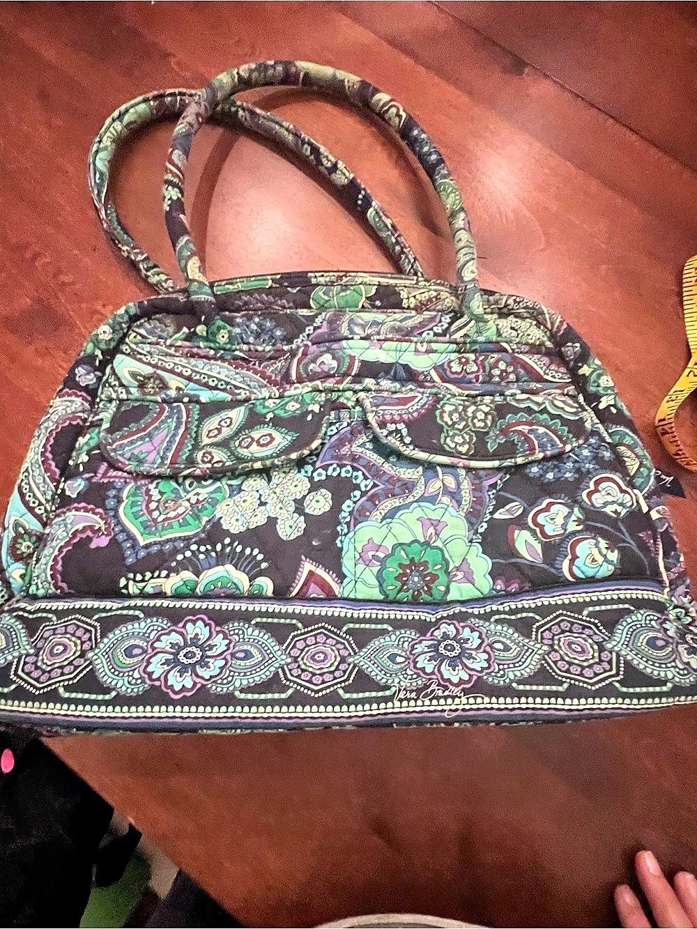 Vera Bradley Blue Rhapsody Tote Bag Paisley Green & Purple Retired Print